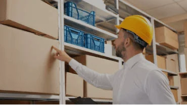 Business stock on storage shelving